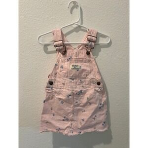 OshKosh Bgosh Pink Floral Stripe Corduroy Overall Dress 18M